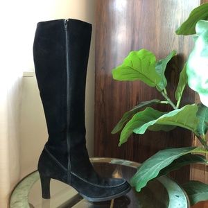 RALPH LAUREN Tall Boots Black Leather High Heel 7